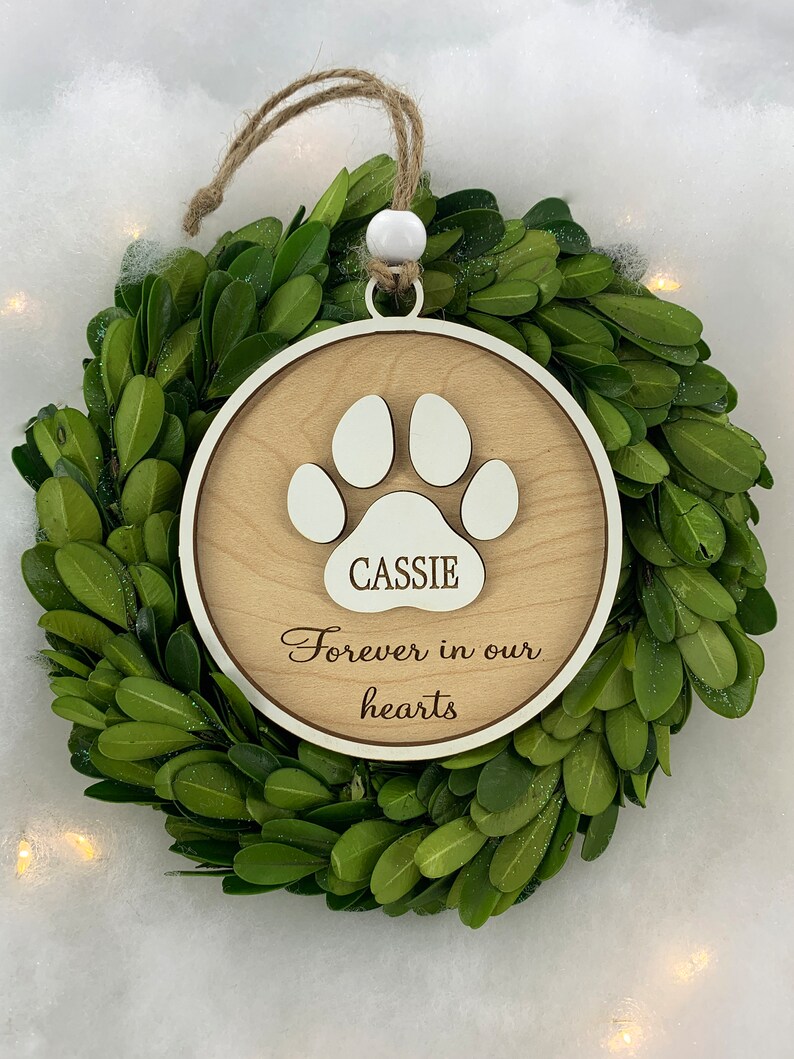 Pet Memorial Holiday Ornament Forever in Our Hearts in Memory of Dog or ...
