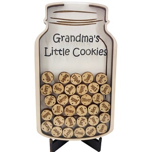 Gift for Gaga Nonna on Mother's Day Personalized Keepsake Cookie Jar Grandparents with Grandchildren's Names Little Cookies Great Grandma Stand Style