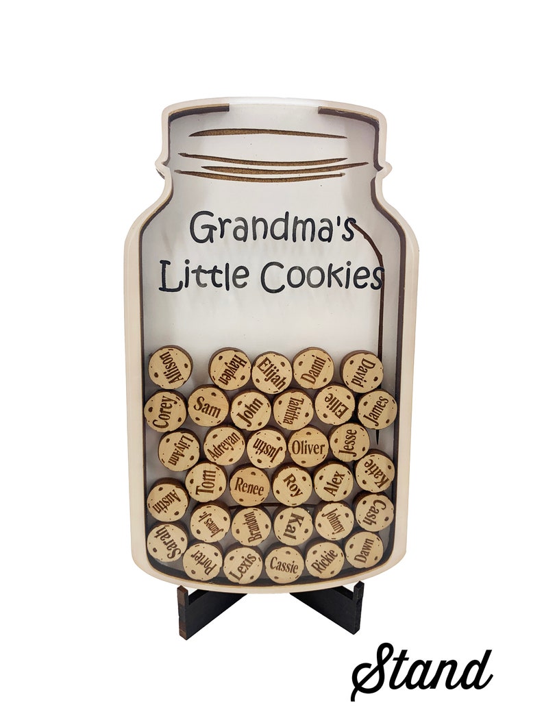 Gift for Gaga Nonna on Mother's Day Personalized Keepsake Cookie Jar Grandparents with Grandchildren's Names Little Cookies Great Grandma Stand Style