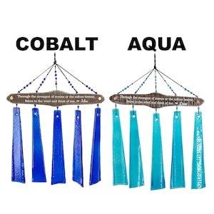 Personalized Memorial Gift Through the Storm Acrylic Custom Wind Chime Sun Catcher in Aqua or Cobalt Blue Sympathy Gift