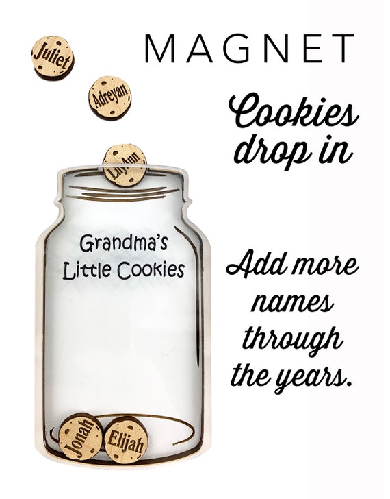 Grandma Gift Personalized Keepsake Cookie Jar Ornament Magnet or Stand Gift  for Grandparents With Grandchildren's Names on Cookies Christmas 