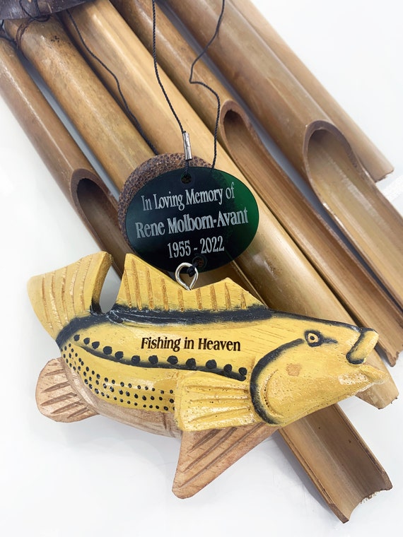 Memorial Fishing in Heaven Wind Chime Personalized Gone Fishing