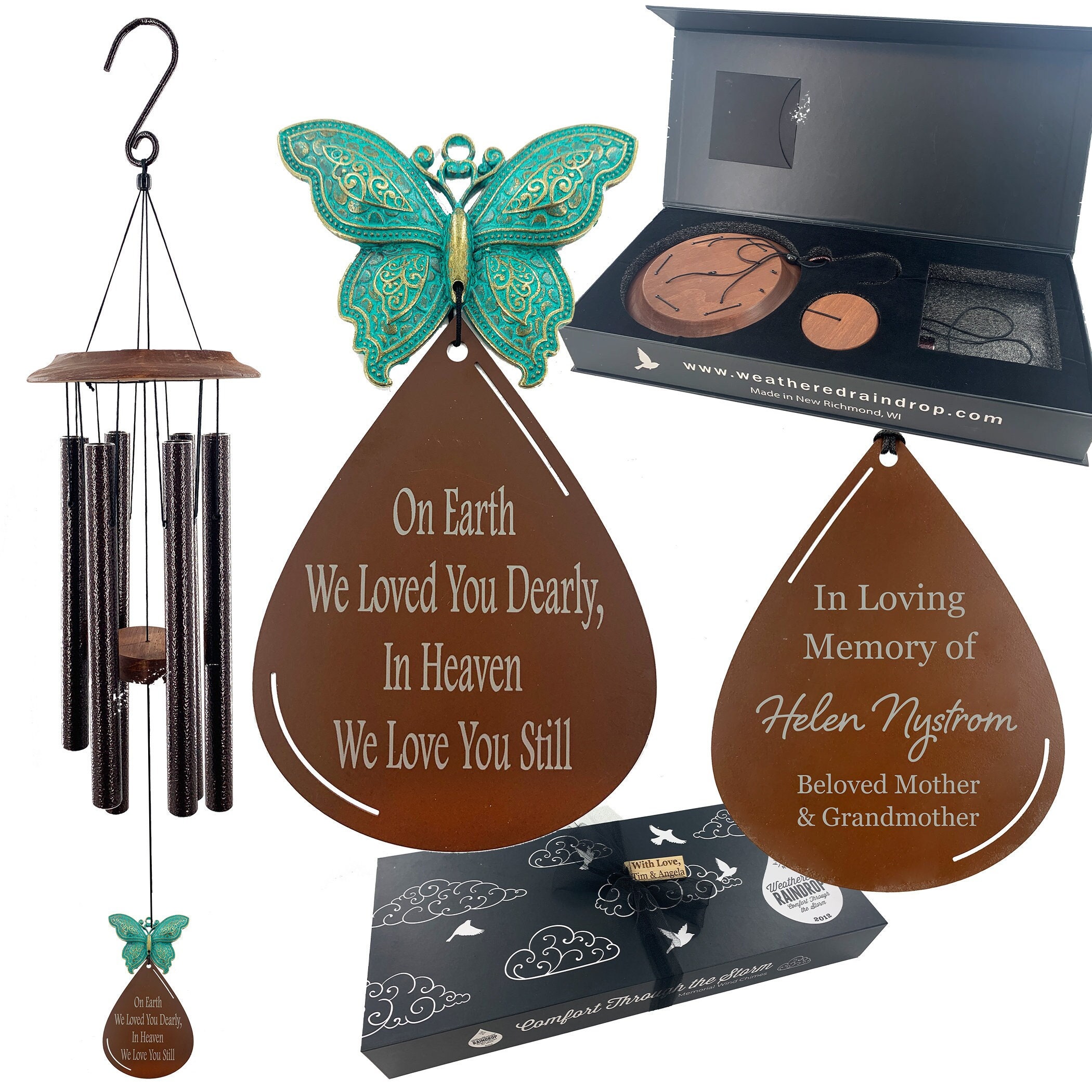 Memorial Copper Heart Wind Chime