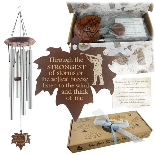 Memorial Hunter Wind Chime Gift Sympathy Leaf Wind Chime retailer in Memory of Someone Who Loved to Hunt Deep Tone and Personalized Loss of Dad Gifts