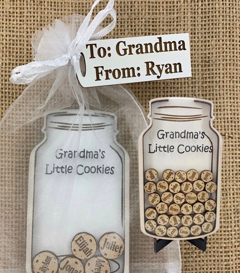 Grandma Gift Personalized Keepsake Cookie Jar Ornament Magnet or Stand Gift  for Grandparents With Grandchildren's Names on Cookies Christmas 