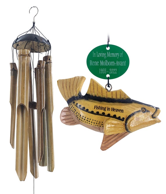 Memorial Fishing in Heaven Wind Chime Personalized Gone Fishing