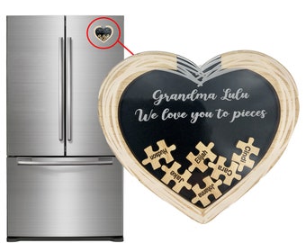 Unique Gifts for Grandma Personalized Heart Puzzle Magnet with Grandchildren&#39;s Names Drop in Grandma Memaw Gifts