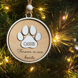 Pet Memorial Holiday Ornament Forever in Our Hearts in Memory of Dog or ...