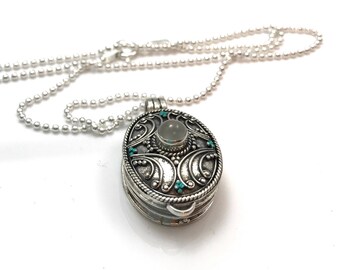 Sterling Silver Jewelry For Ashes Moonstone Urn Pendant custom cremation personalized urn for ASHES or hair locket