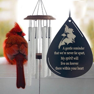 Memorial Cardinal Wind Chime Gifts Cardinals Appear When Angels are Near Sympathy WindChime in Memory Deep Tone and Personalized