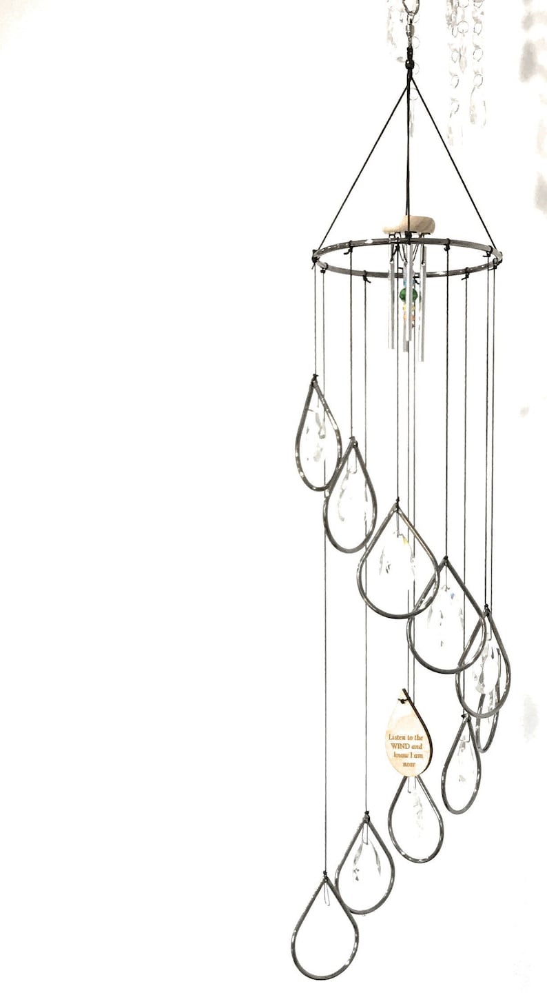 Memorial Chandelier Wind Chime Sun Catcher Gift for Mom or Grandma Teardrop Prisms