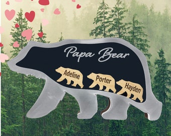 Regalo del día de San Valentín para el marido Regalos para el abuelo Imán Abuelo Pawpaw Nombres personalizados en Cachorros Recuerdo personalizado Papa Bear