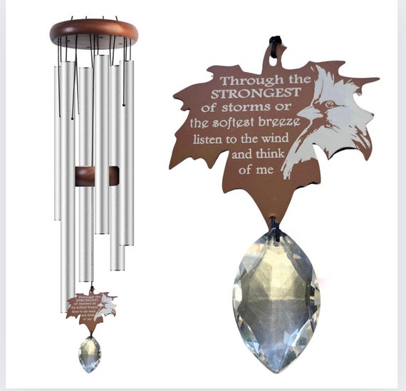 Remembrance Cardinal Leaf Gift in Sympathy Wind Chimes Honoring the Memory of Mother, Father, Grandpa or Grandma in Tribute Keepsake