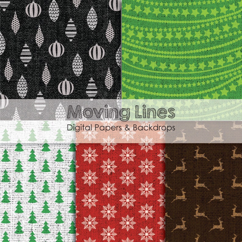 Ornament Linen Burlap Background Snowflake Holiday Party Decorations Christmas Digital Backdrop Deer Gift Wrap