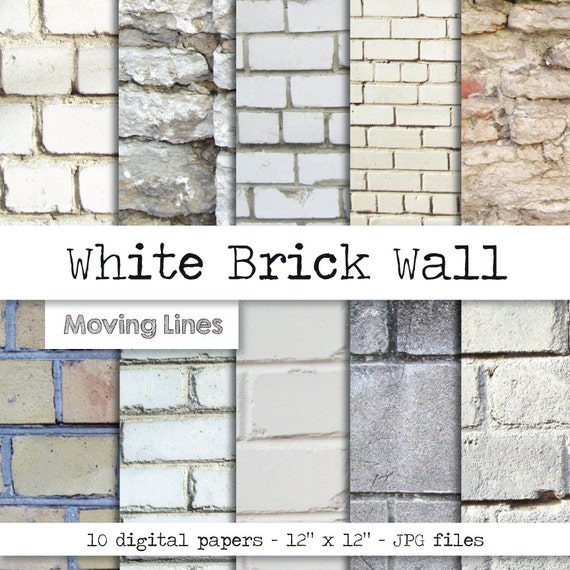 White Brick Wallpaper Digital Paper Pack Instant Download Etsy