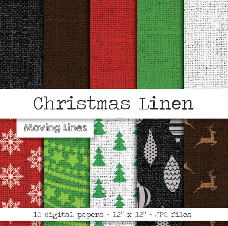 Ornament Linen Burlap Background Snowflake Holiday Party Decorations Christmas Digital Backdrop Deer Gift Wrap