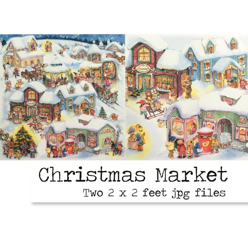 Christmas Market Digital Backdrop Printable Background - Etsy