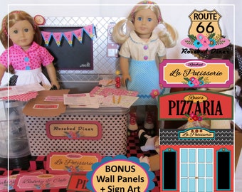 18" Doll Pattern_Bakery Cafe Diner Pizzeria Play Set_LOTS of Accessories + Decor & Printables! Digital Download _ PDF