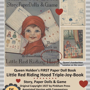Queen Holden&#39;s FIRST Paper Doll Book_Red RIDING HOOD Triple Joy Book: Story Paper Doll Game_Annotated REPRODUCTION_RARE_Digital Download_PDF