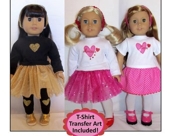 18 inch Doll Clothes Pattern _ Paris No. 2 AMOUR!_Tee Transfer Art - Can be PERSONALIZED!_EASY_ Digital Download _ PDF Pattern