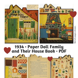 Vintage Paper Dollhouse Book * The Paper Doll Family and Their House * Full-Size Book * Dollhouse + Decor Cut-outs * Digital Download * PDF