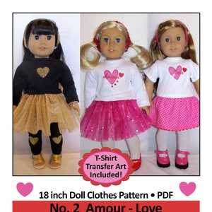 18 inch Doll Clothes Pattern _ Paris No. 2 AMOUR!_Tee Transfer Art - Can be PERSONALIZED!_EASY_ Digital Download _ PDF Pattern