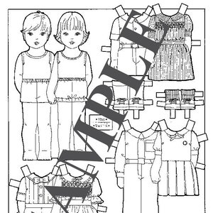 Paper Doll_ Vintage Paper Dolls _ Boy & Girl Twins _ Coloring Book - style _ Digital Download + BONUS Playing With Paper Dolls Guide _ PDF