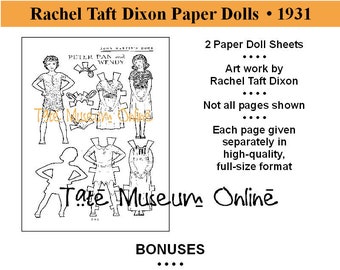 Vintage Paper Dolls _ Rachel Taft Dixon Paper Doll Set _ Children's Magazine Set C _ PDF _ Digital Download + BONUS Guide _ Coloring Book