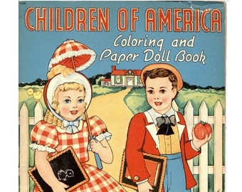 Paper Doll _ Vintage Children of America Paper Dolls Coloring Book  _ PDF _ Digital Download_Vintage Paper Crafts + Toys _ Ephemera