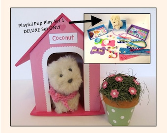 18" Doll Pattern_Dog House + Bed & Accessories_DELUXE Pattern fits American Girl_EASY - Make from Wood or Foam Core_ Digital Download _ PDF