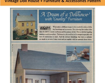 Vintage Doll House + Furniture Patterns & Accessories _ LOTS of Versatility - Paper - Foam Board - Wood Craft _  PDF _ Digital Download