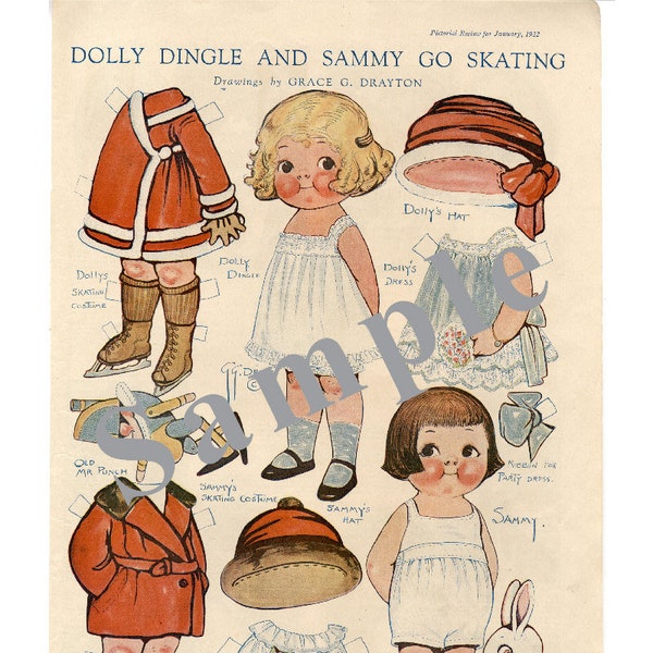 Paper Doll _ Vintage DOLLY DINGLE Paper Dolls _ Set of 3 + Bonus Article _ PDF _ Digital Download _ Vintage Paper Crafts + Toys _ Ephemera