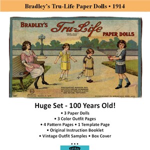 Paper Doll _ Antieke Bradley's Tru-Life Paper Dolls Naaister Set_Digital Download PDF_Paper Crafts & Toys_Vintage Ephemera_Sewing_Fashion