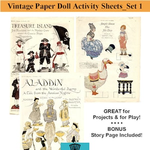 Vintage Magazine Paper Doll & Activity Sheets Set + BONUS _ Digital Download_PDF_Vintage Toys, Collage Sheets, Paper Crafts + Toys, Ephemera