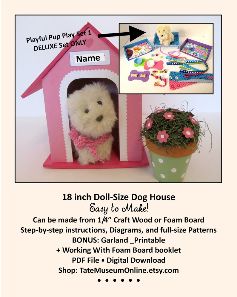 18 Doll Pattern _ Playful Pup 2_dog House Garland Etsy