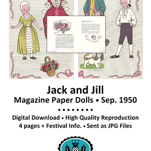 Paper Dolls * Jack & Jill Magazine Paper Dolls, 1950 + Festival Info * Vintage Reproduction * Paper Toy - Cut outs * DIGITAL DOWNLOAD * PDF