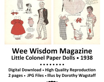 Papierpuppen * Wee Wisdom Magazine Paper Dolls, 1938 * Little Colonel * Vintage Reproduktion * Papierspielchen - Cut Outs * DIGITALER DOWNLOAD * PDF