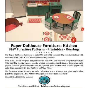 Dollhouse Furniture _ KITCHEN, 1:12 Scale * Color-Your-Own - Black & White Printables * Digital Download * PDF