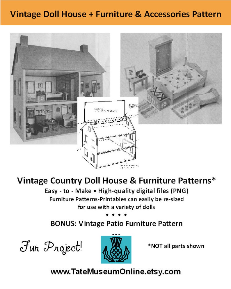 Vintage Doll House Furniture Patterns & Accessories _ LOTS Etsy