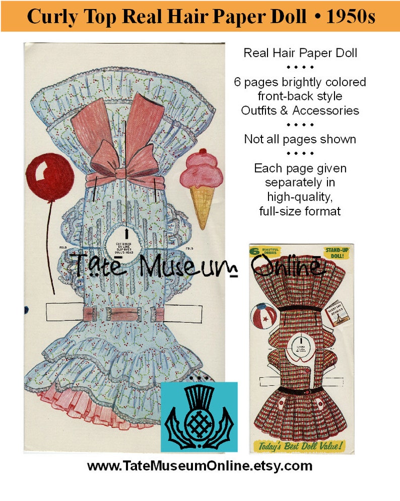 Paper Dolls _ Vintage REAL HAIR Standup Paper Doll _ PDF _ Digital