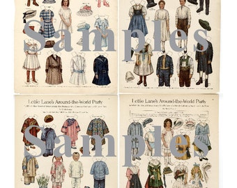 Paper Doll Vintage Lettie Lane Round the World Paper Dolls - 13 pages _ Folk Costume Dolls _ Digital Download _ PDF + BONUS Guide