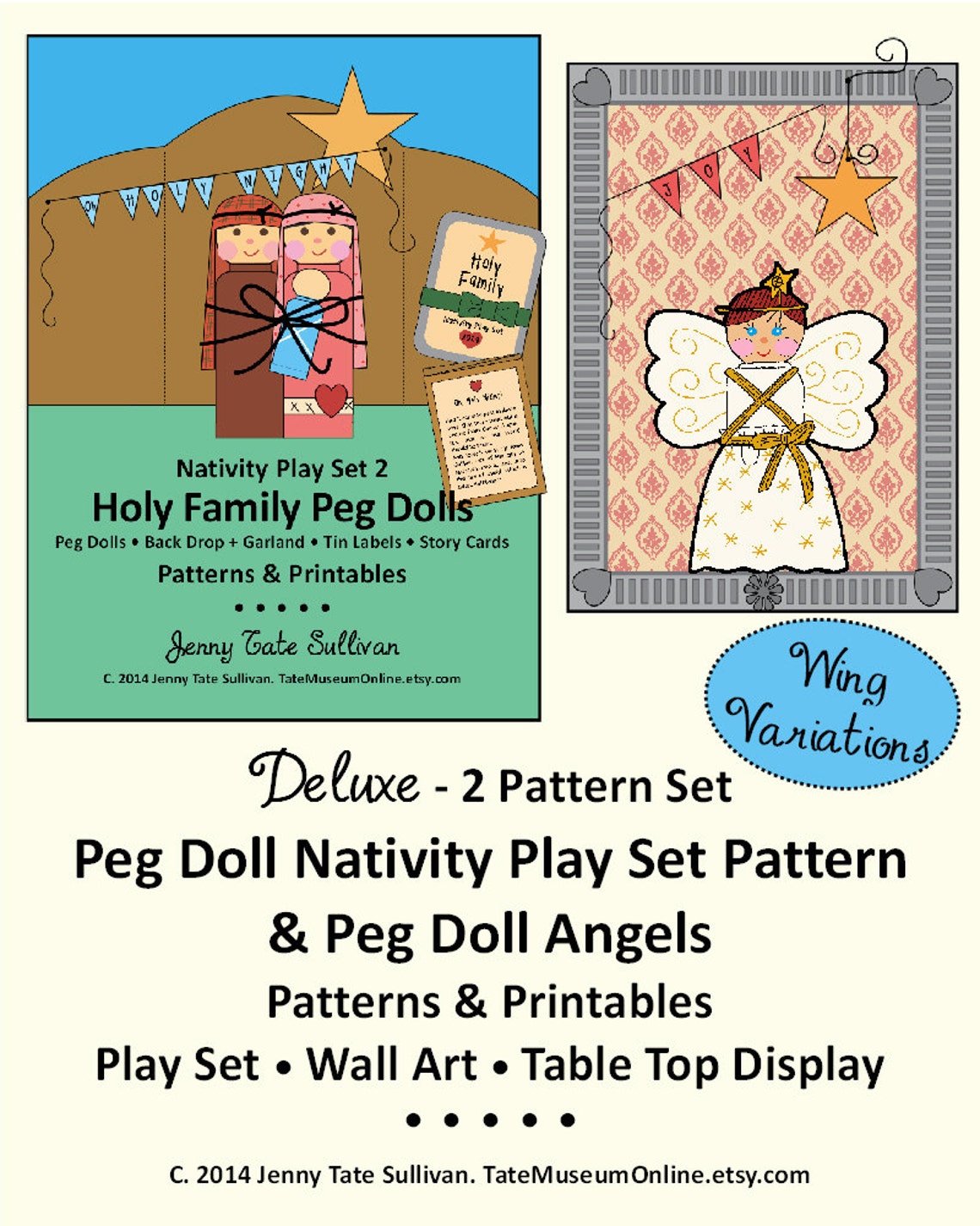 Christmas Peg Doll Pattern Angels + Bonus Printables PERSONALIZE - LOTS ...