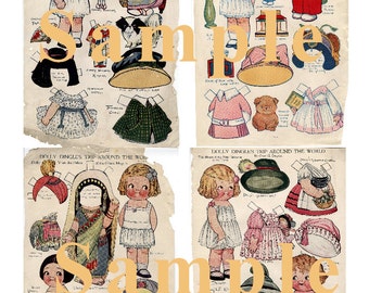 Papier Doll_ Jahrgang Dolly Dingle rund um die Welt-Papier-Puppen Set 1_8 Blätter _ PDF_Digital Download _ Oldtimer Magazin + Papier Toys_Ephemera