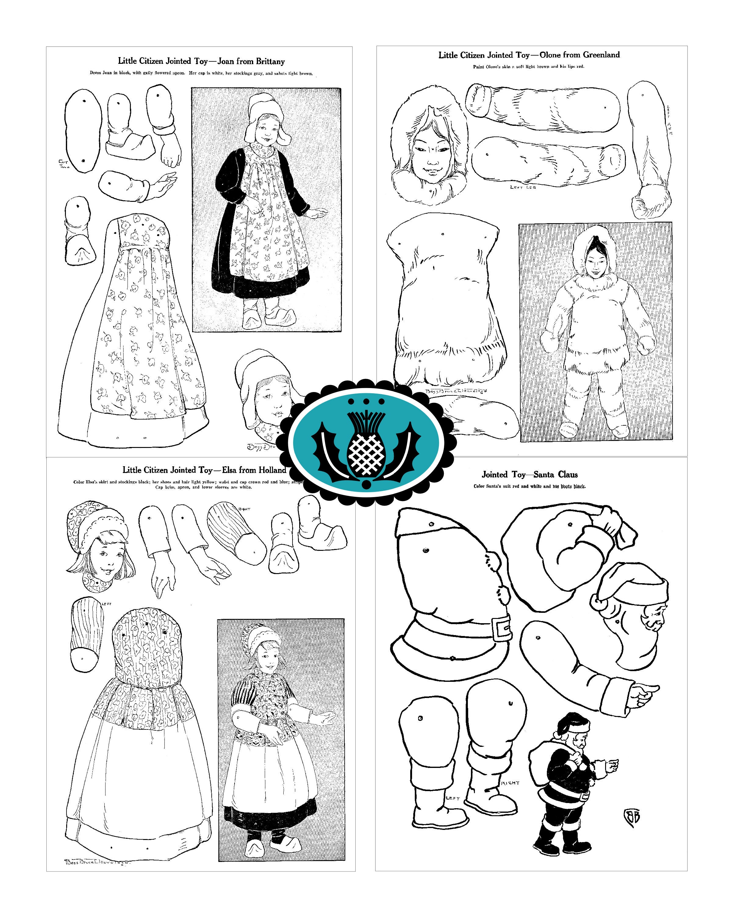 Paper Toys_antique Paper Toy Printables + CUT_SVG Set_vintage Coloring Book_pdf Pattern_digital ...