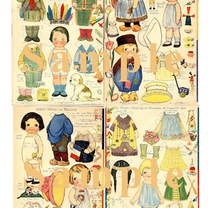 Paper Dolls _ Vintage Dolly Dingle Travel Series Paper Doll Books No&#39;s. 1-3, 18 Sheets _ PDF _ Digital Download _Vintage Paper Toys_Ephemera