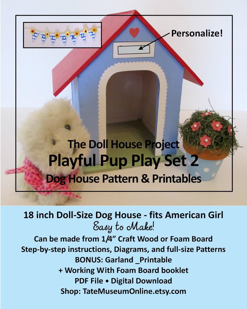 18 Doll Pattern _ Playful Pup 2_dog House Garland Etsy
