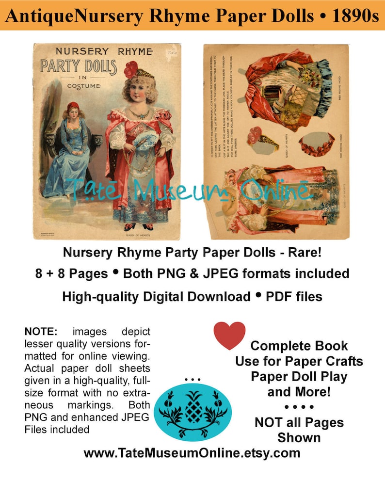 Paper Doll _ Antique Mcloughlin Nursery Rhyme Paper Dolls Etsy