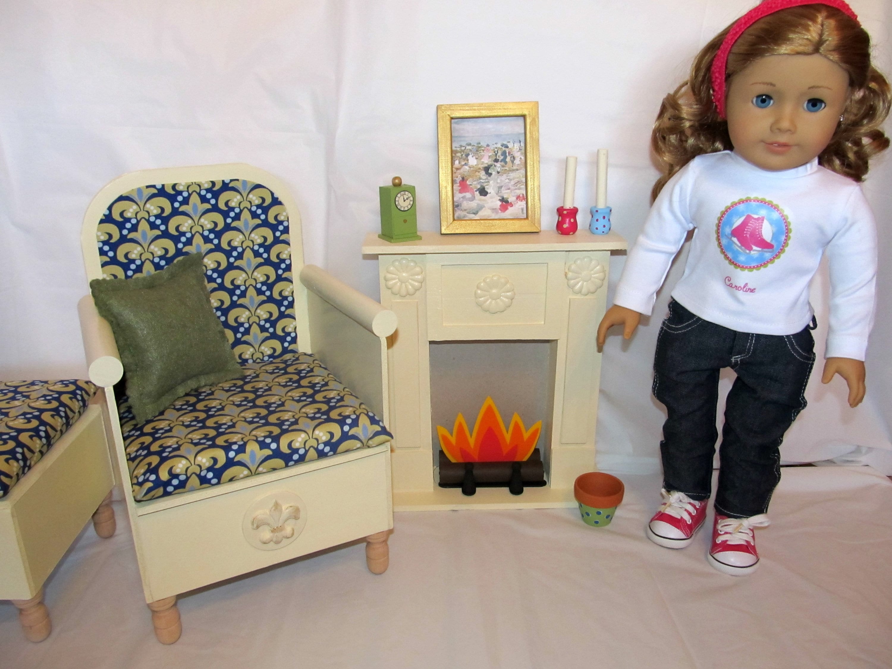 18 Inch Doll Pattern_furniture + Accessories_arm Chair & Fireplace_easy ...