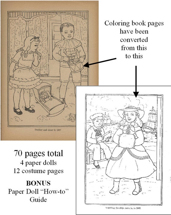 Livre de coloriage de poupée en papier PDF pour enfants, Poupées
