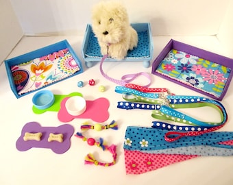 18 inch Doll Pattern _ Playful Pup Play Set _ American Girl size Dog Bed & Accessories PATTERN + Guide _ Digital Download _ PDF